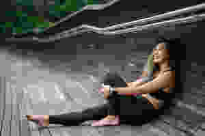 Seated woman smiling