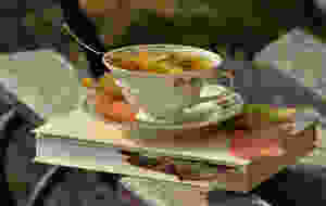 tea cup in autumn with fall elements