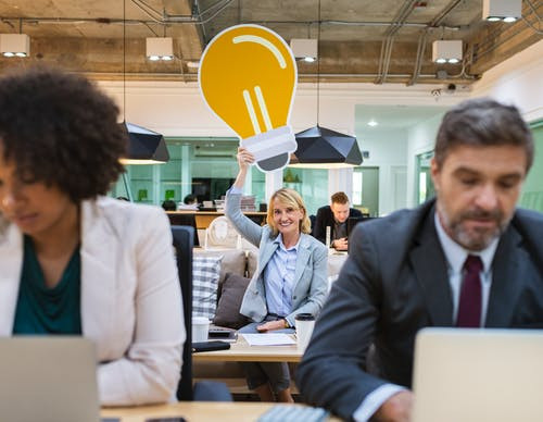 Woman with a bright idea to embrace change
