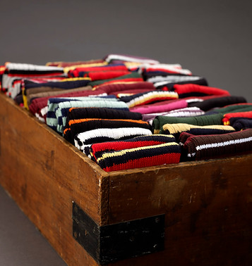 Striped socks in a wooden box