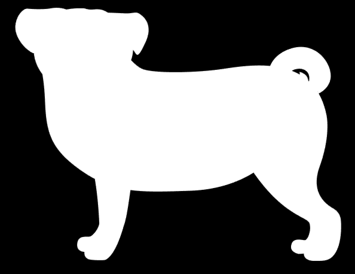 pug horizontal Vinyl Sticker Decals (Pack of 2)