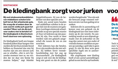 De kledingbank zorgt voor jurken voor het eindexamengala.