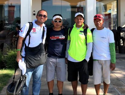 Zed Avecilla, Event Director with three (3) Filipino Crews from different boats - Darwin Santos (Kingsman Team), Rafael Buitre (Seawolf Team) and Victor Gordoncillo (Phoenix Team)