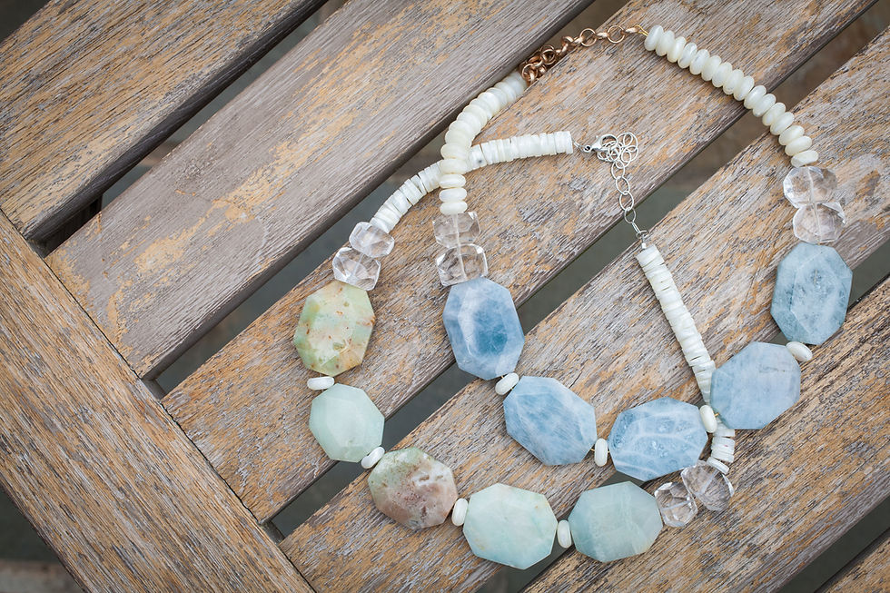 Thumbnail: Aquamarine Slat Statement Necklace
