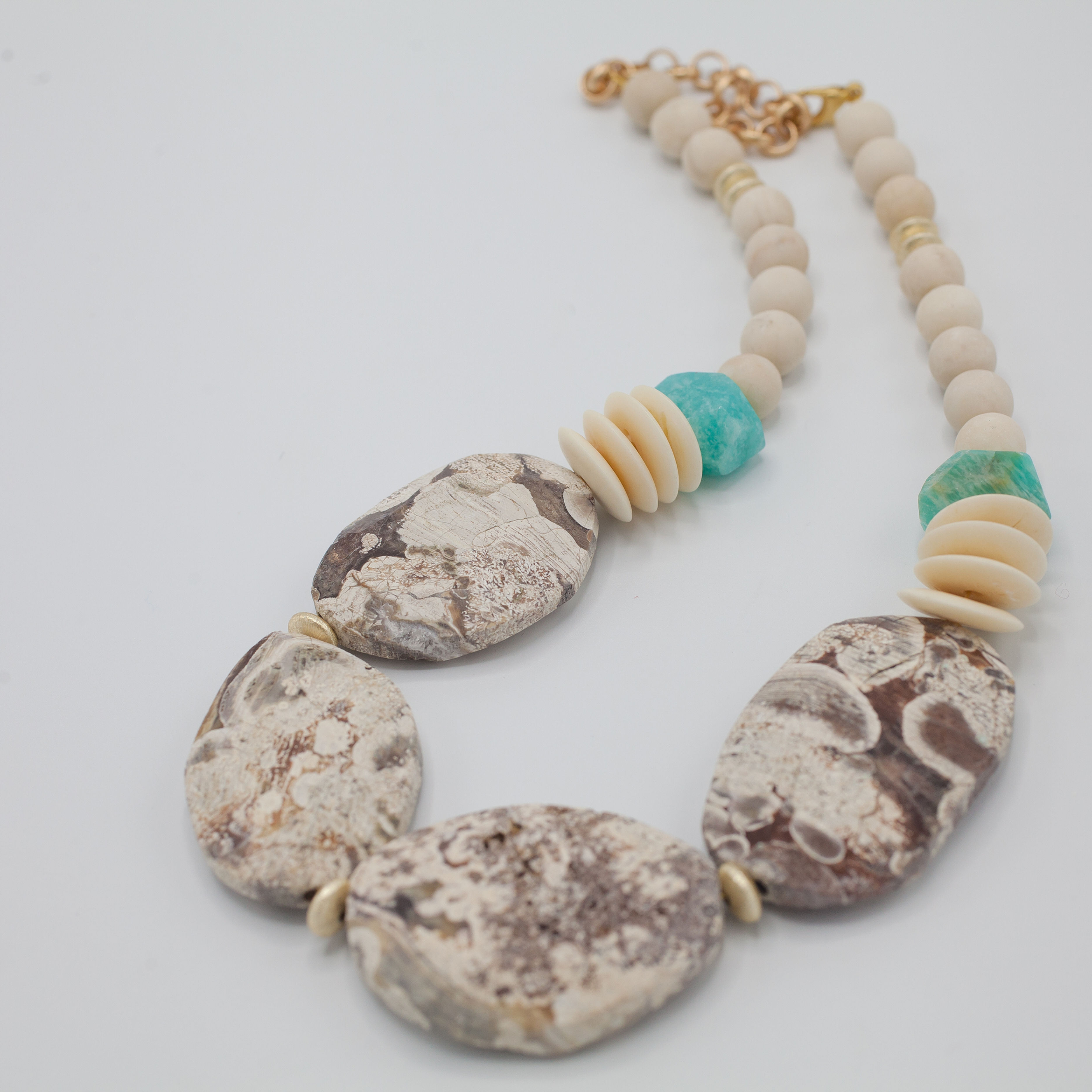 Ivory Jasper and Amazonite Statment necklace