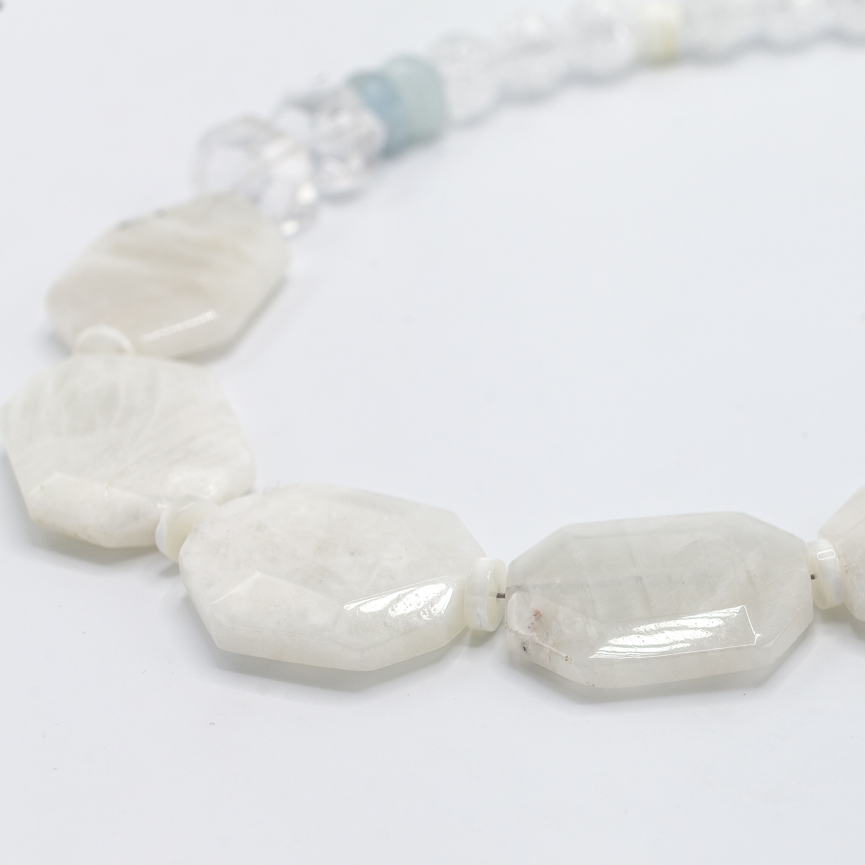 White Bluestone Slat Statement Necklace