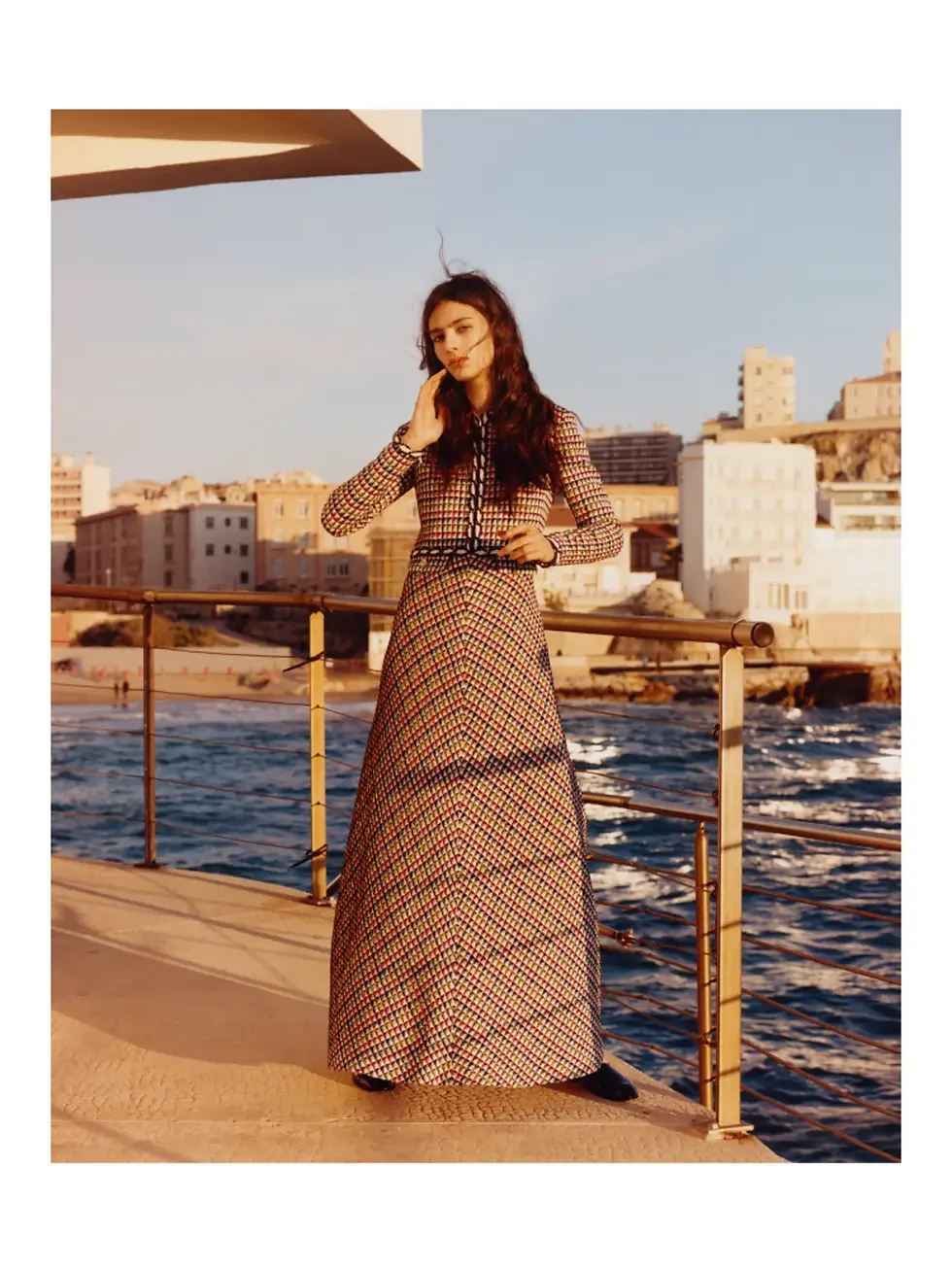 Miniature : Robe longue en tweed à manches longues