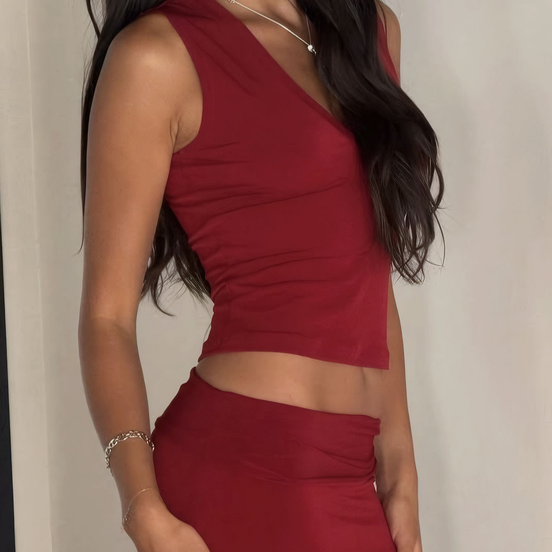 Chili - Ensemble top col v et jupe midi