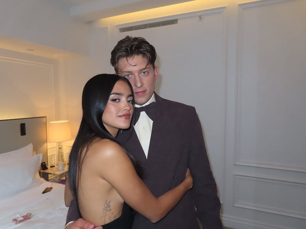 Maia Reficco and Tom Francis at The Carlyle Hotel before the 2025 Tony Awards