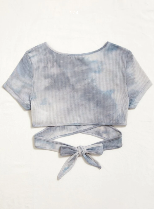 Miniature : Top court à encolure croisée avec nœud