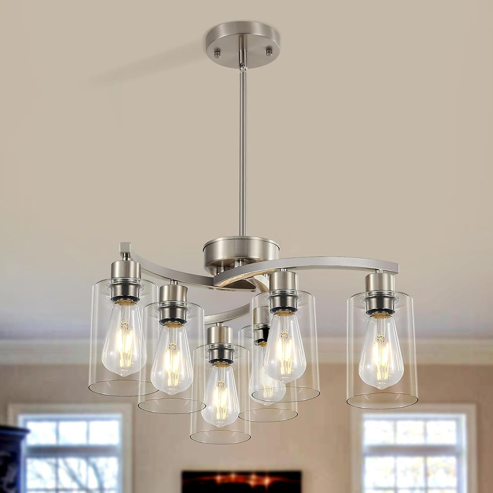 Thumbnail: Brushed Nickel 6 Light Farmhouse Chandelier Pendant