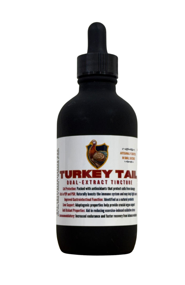 Turkey Tail tincture bottle by Boxed-In Mushroom Company