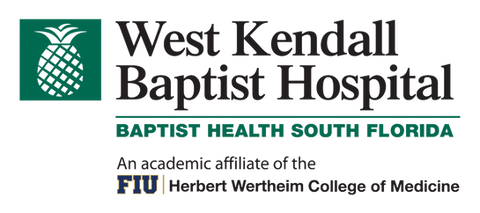 West Kendall Baptist Hospital logo, featuring a pineapple and text.