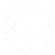 White chalk-style drawing of a backpack with straps and a front pocket on a transparent ba