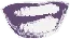 A purple stylized graphic of an open mouth showing teeth evoking a playful and bold design