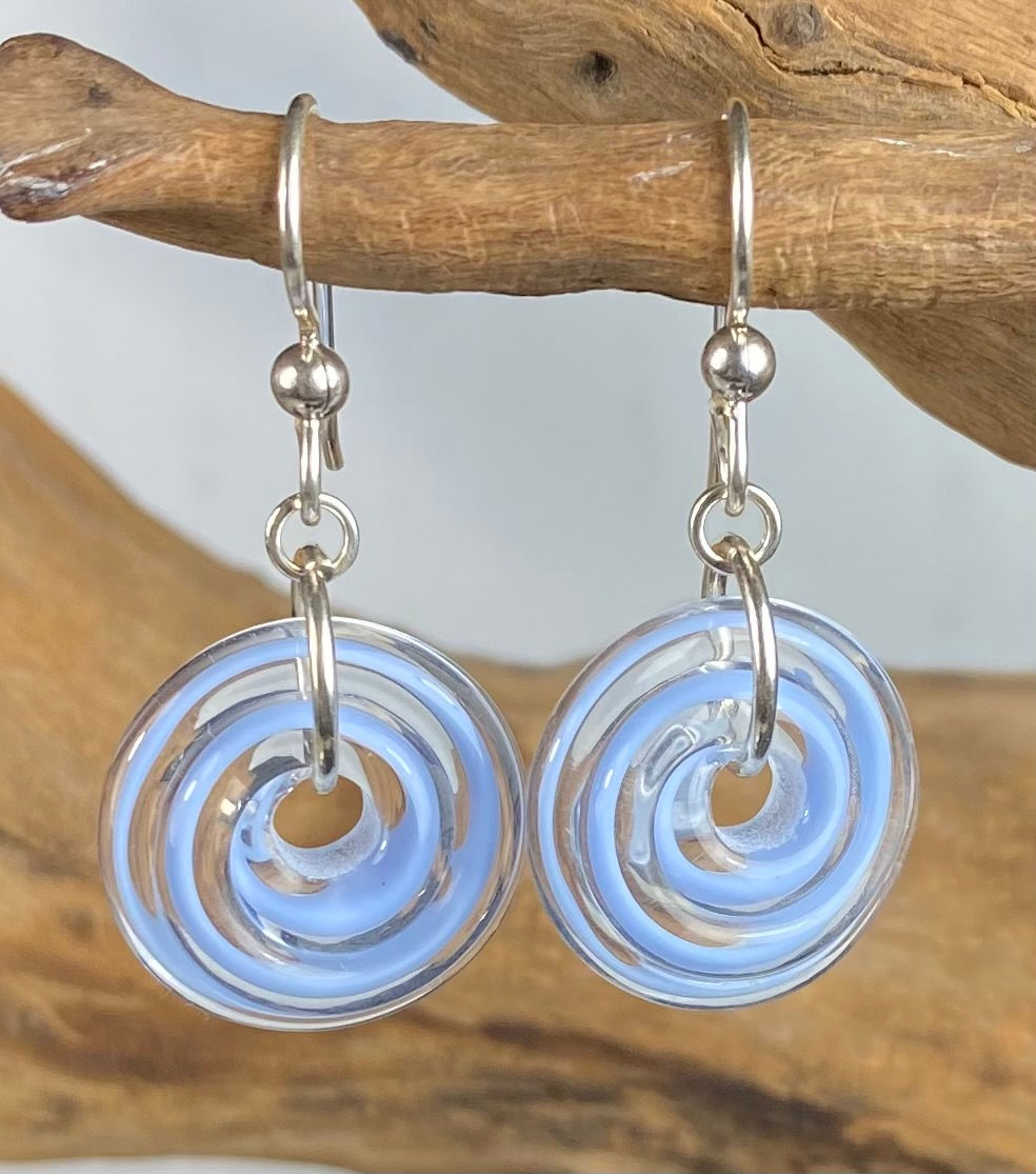 E140 Filigrana Disc Bead Earrings - Sky Blue