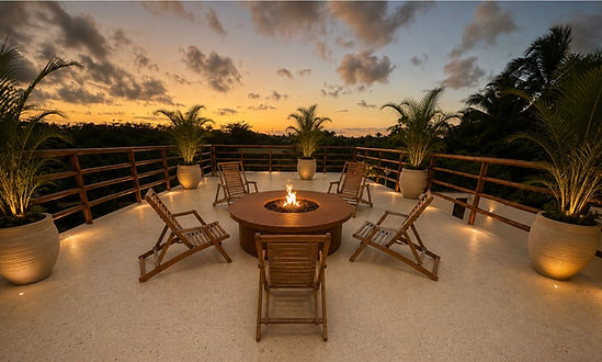 terrace por do sol em Shangrila Frente Mar