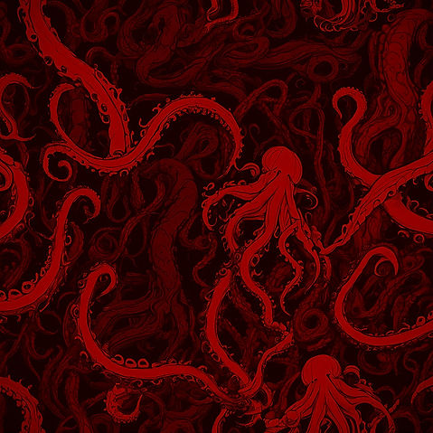 Copy of lovecraftian tendrils and tentacles everywhere, dark red and black only, NO WHITE 