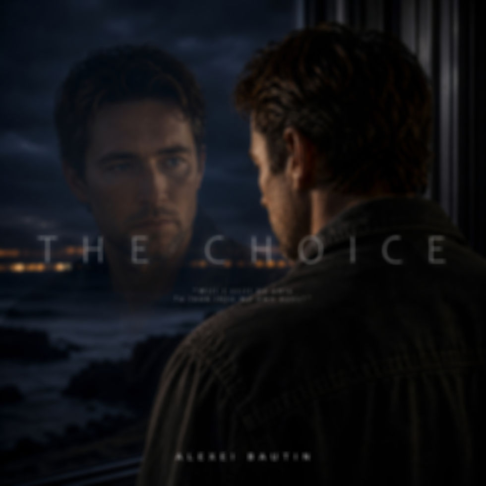 Atmospheric background artwork for “The Choice” by Alexei Bautin, visually reflecting the song’s themes of choice, self-reflection, consequence, and facing yourself after a decision.