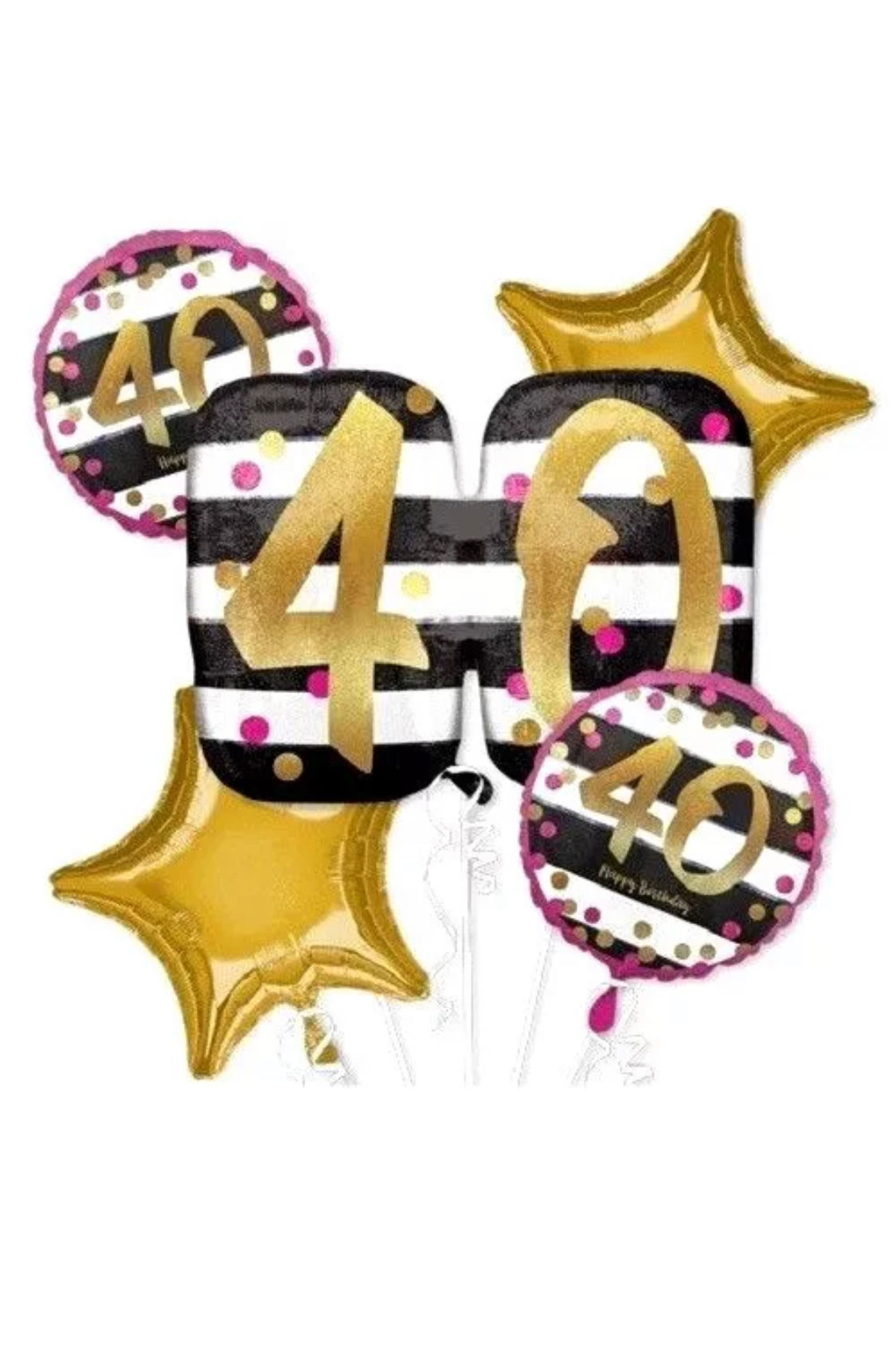 40th Happy Birthday Pink and Gold Bouquet 218 