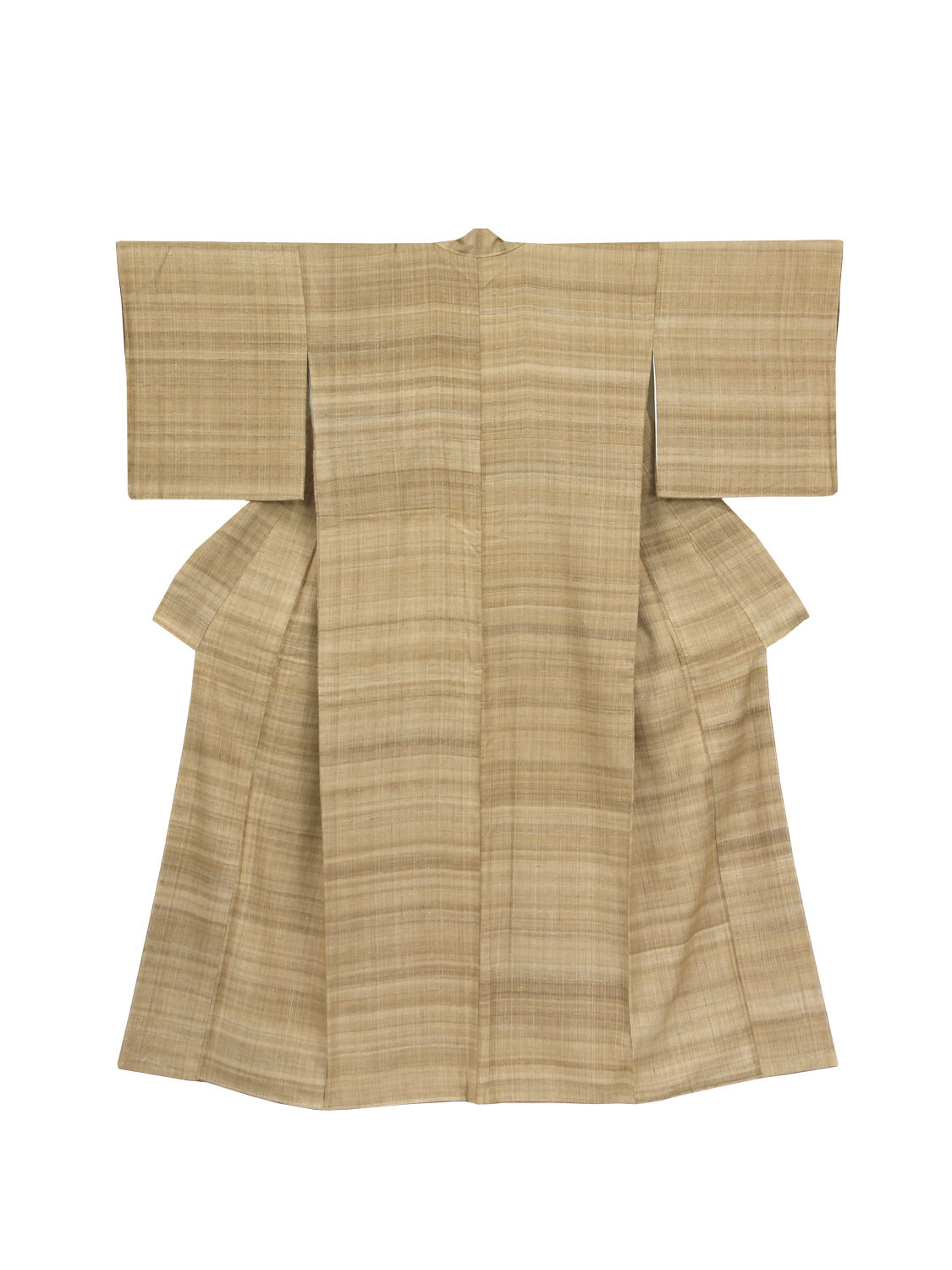 野蚕糸 無地紬 横段 ムガシルク [仕付け糸付き未使用品] 身丈163 裄69