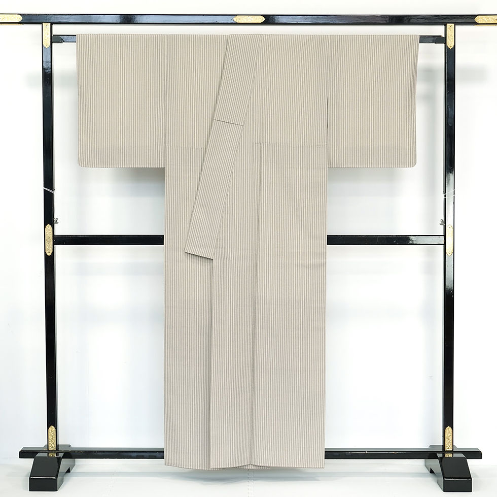サムネイル： 本塩沢 大丸織物 子持ち縞 証紙付き [仕付け糸付き未使用品]  身丈160 裄66