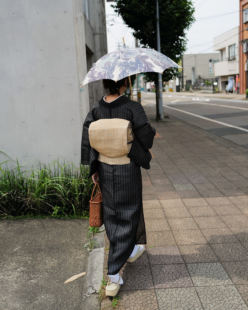 サムネイル： からむし織 手績み苧麻 無地 手織り 八寸名古屋帯
