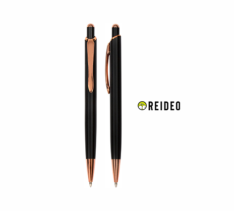 Bolígrafo Metálico. Cuerpo de aluminio, rubber finished color negro, muy suave al tacto. Bolígrafo retráctil.