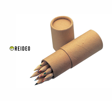 Set de 12 Lápices Grafito de Color, en Estuche cilíndrico de Cartón Reciclado. El regalo ideal para los niños.