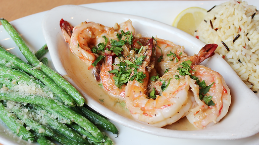 Shrimp Scampi, Green Beans, Rice Pilaf