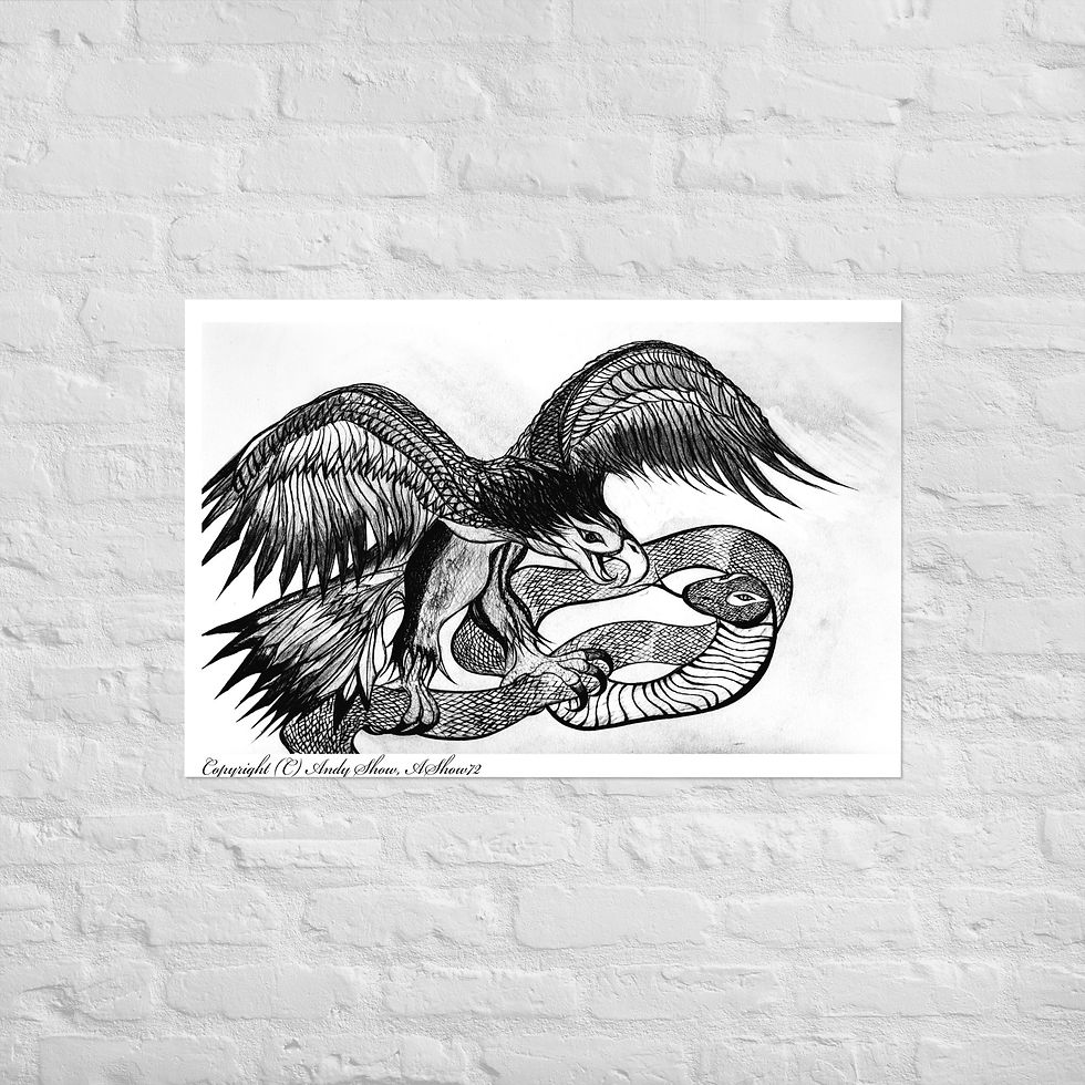 Thumbnail: Bold Eagle catches a Cobra Drawing Sketch