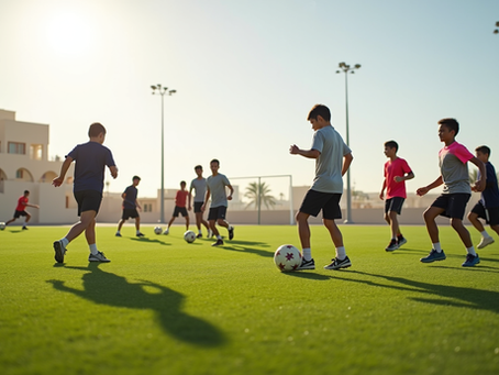 Young children playing football