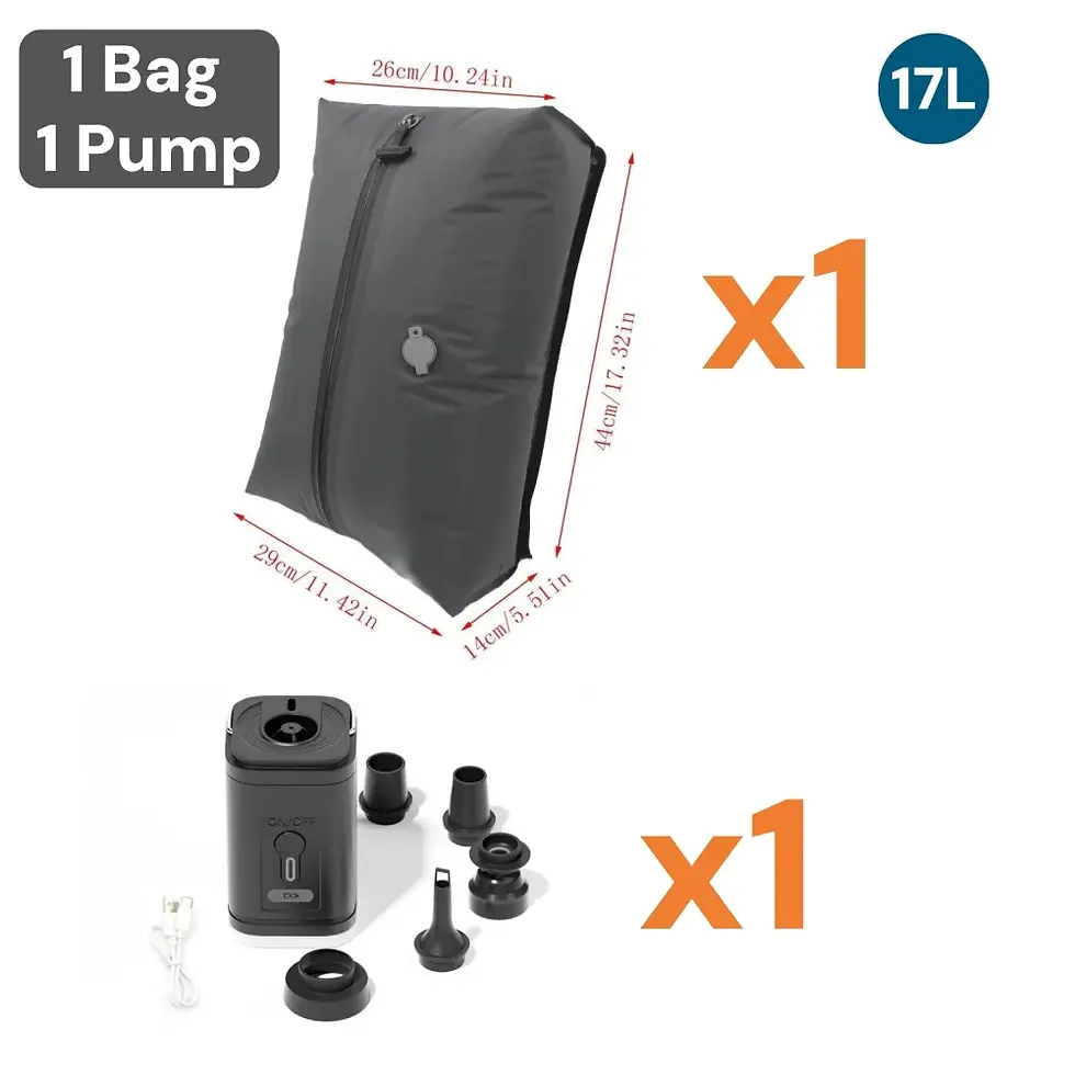 Thumbnail: Vacuum Storage Bags with Electric Pump, 17L Travel Compression Organizer