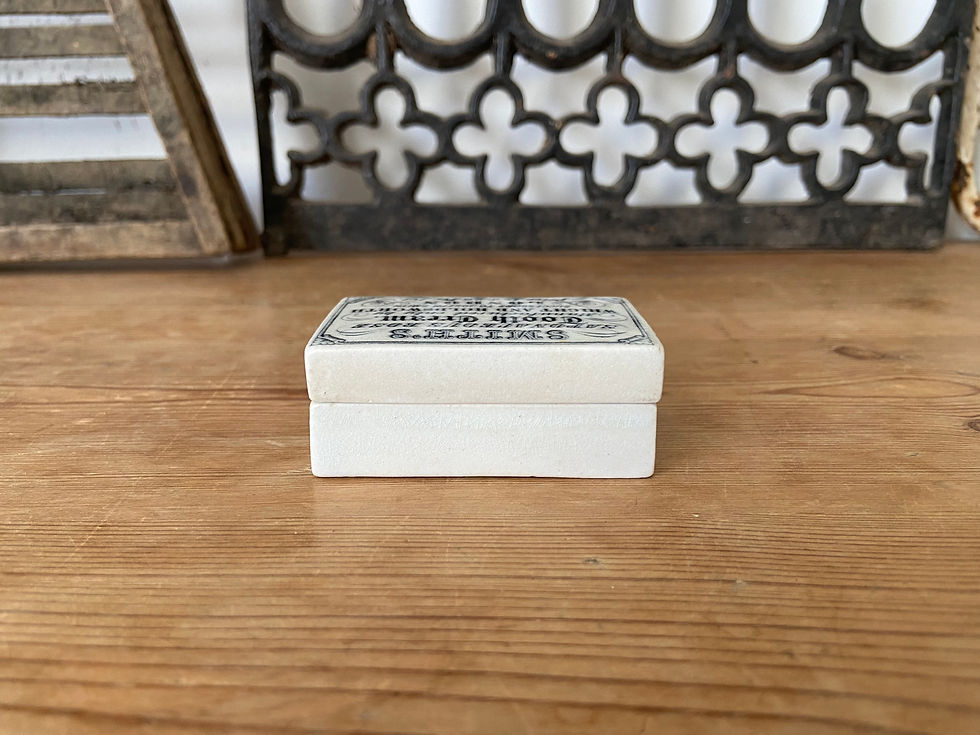 Thumbnail: Small rectangular antique pot lid and base - Smith’s Saponacous Rose Tooth Cream