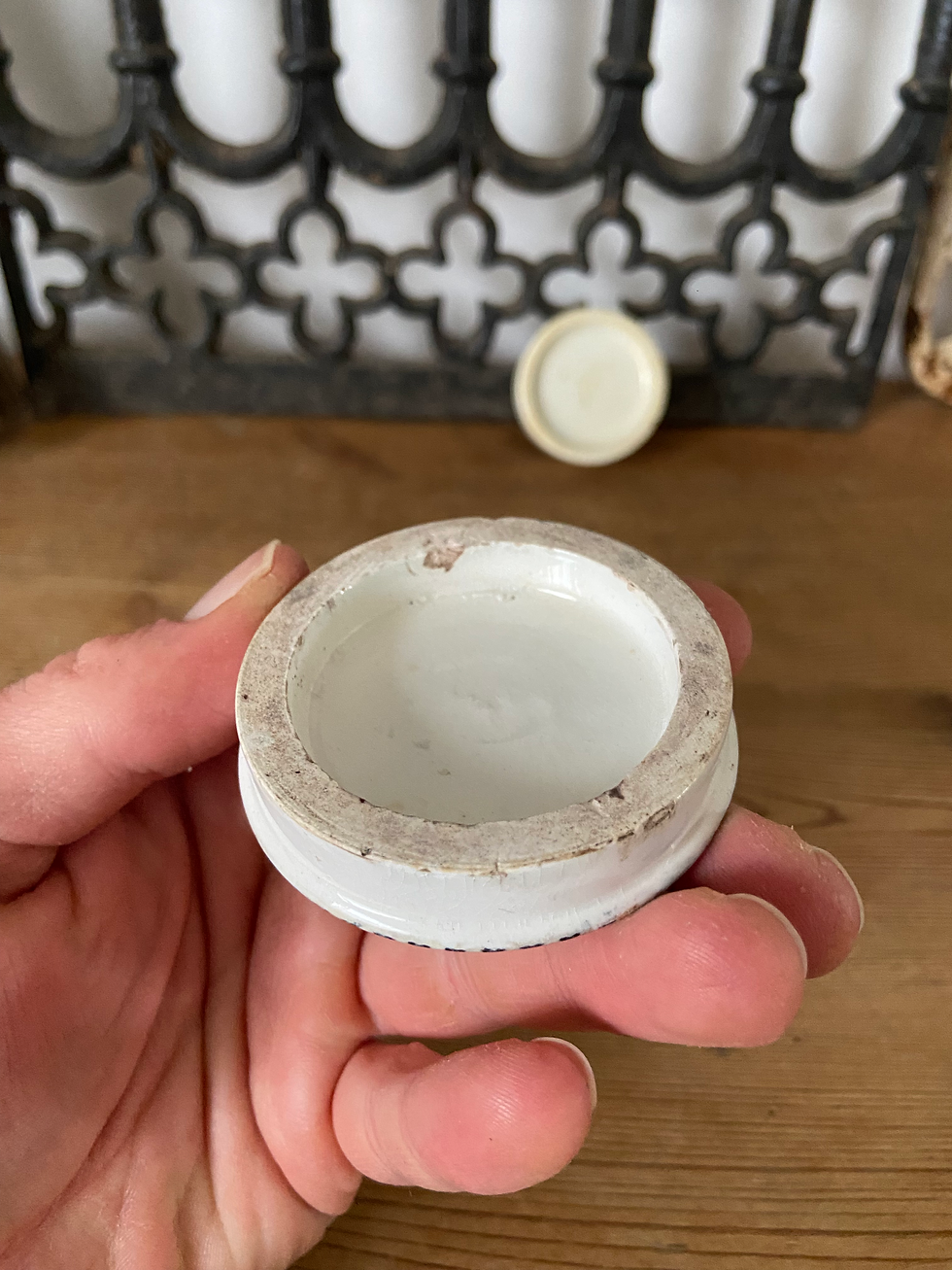 Thumbnail: Antique ironstone Cold cream pot lid and base