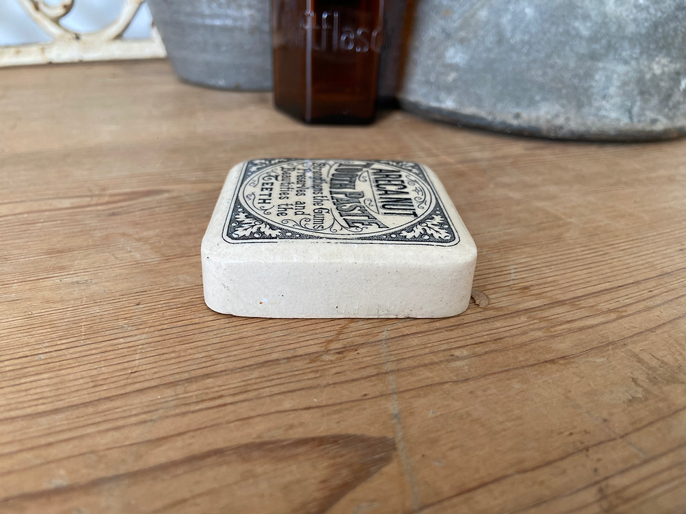 Thumbnail: Antique square ironstone pot lid - Areca Nut Tooth Paste