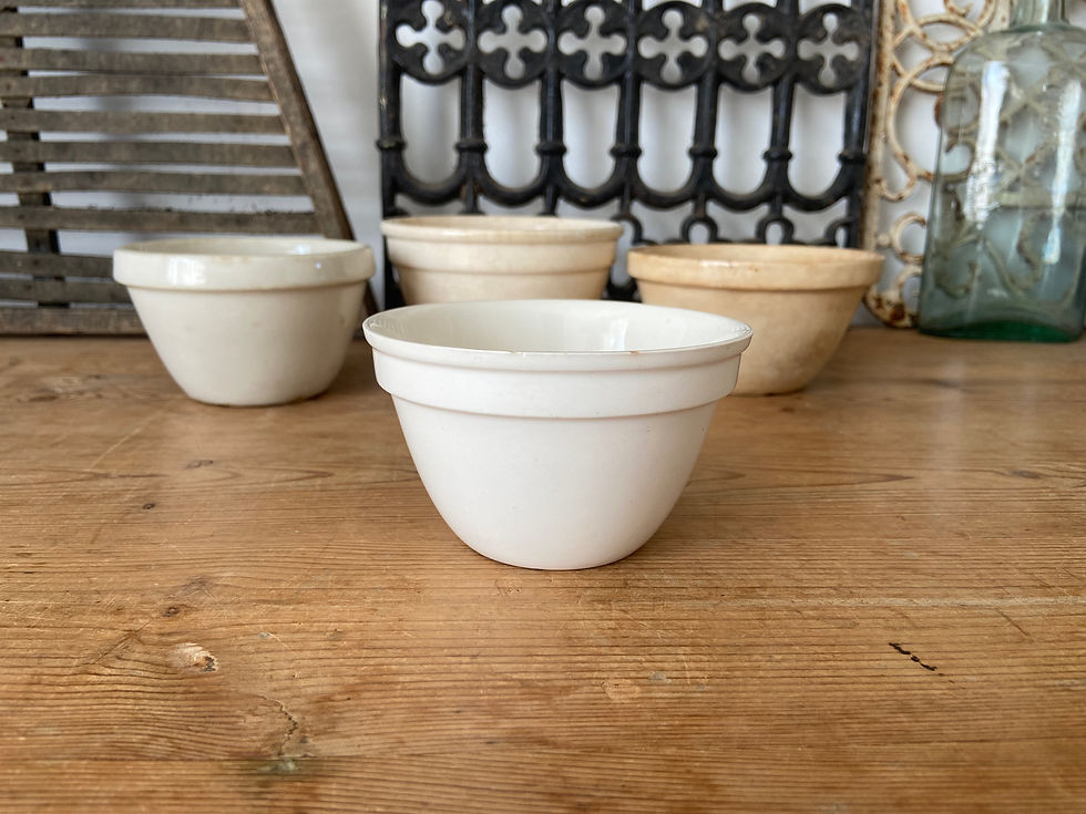 Thumbnail: Small vintage white ironstone pudding bowl