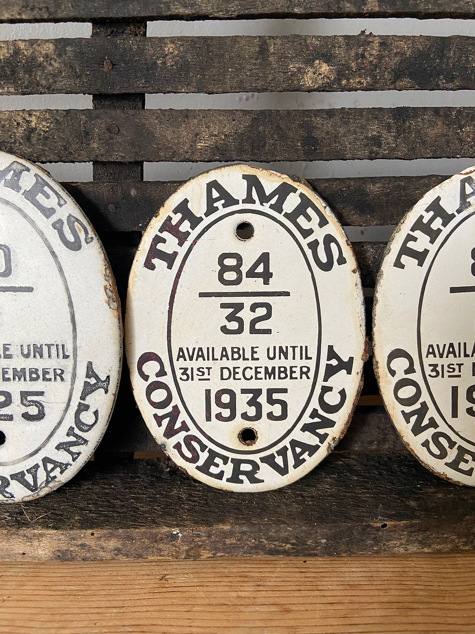 Thumbnail: 1x Antique Thames Conservancy boat license enamel plaque