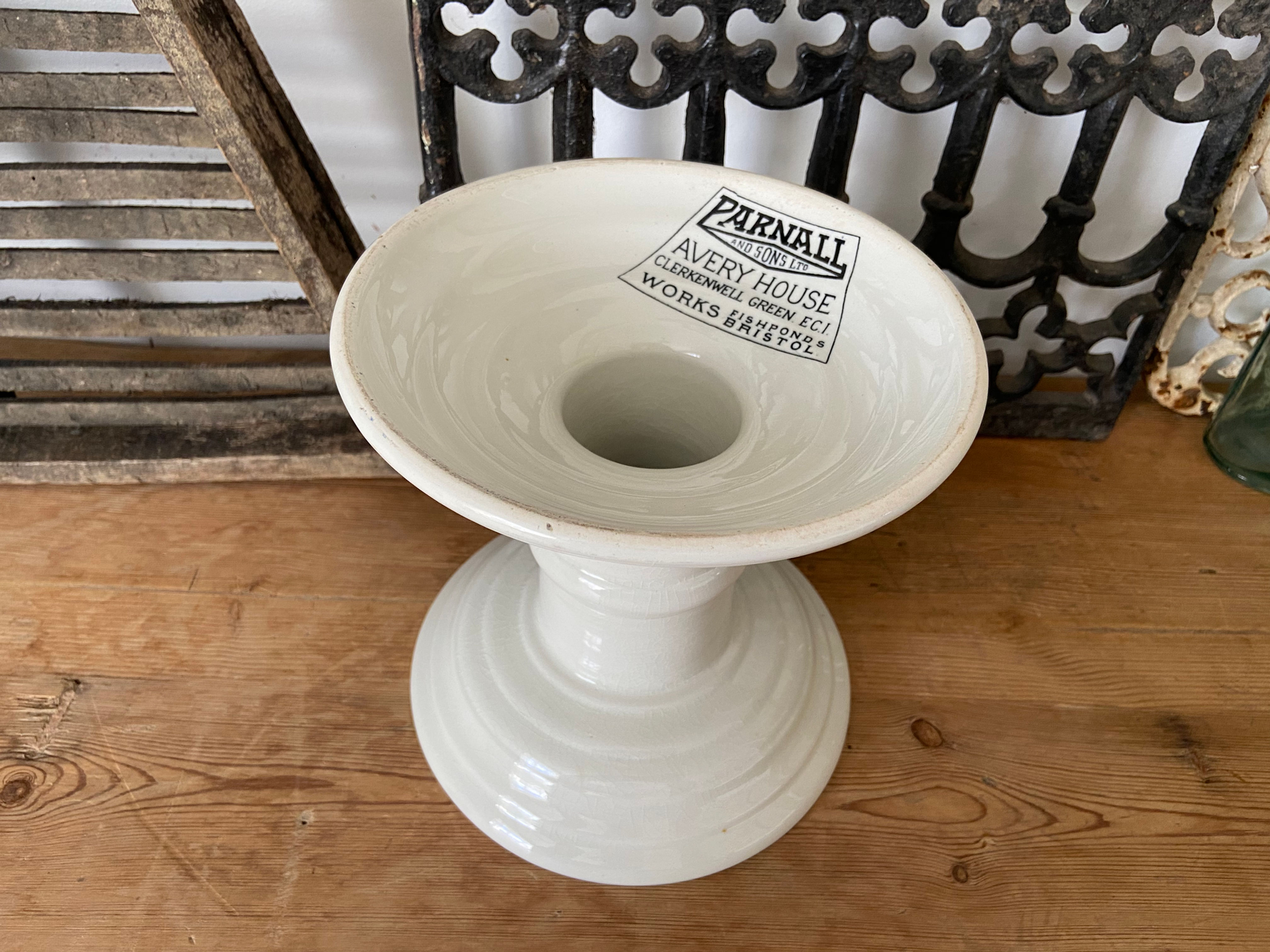 Parnall and Sons antique white ironstone ham stand