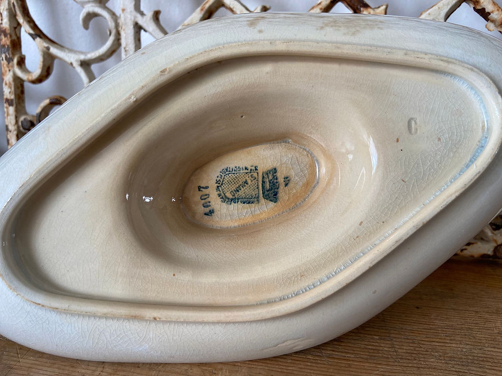 Thumbnail: Stained French ironstone gravy boat - St. Amand