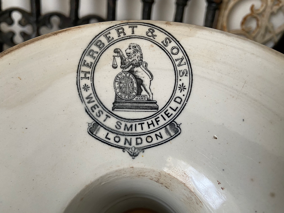 Thumbnail: Early Herbert & Sons antique white ironstone ham stand 