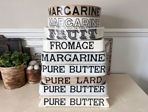 Antique ironstone grocers shop display slabs
