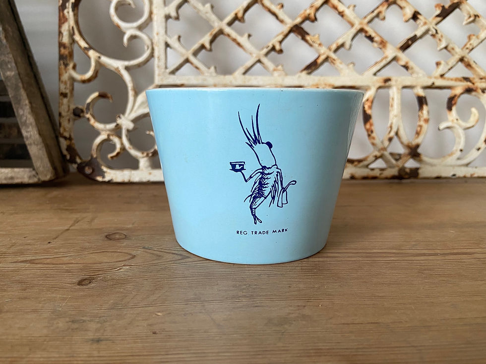 Thumbnail: Young’s potted shrimp pub pot - large blue ironstone potted shrimp  