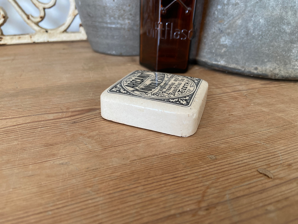 Thumbnail: Antique square ironstone pot lid - Areca Nut Tooth Paste
