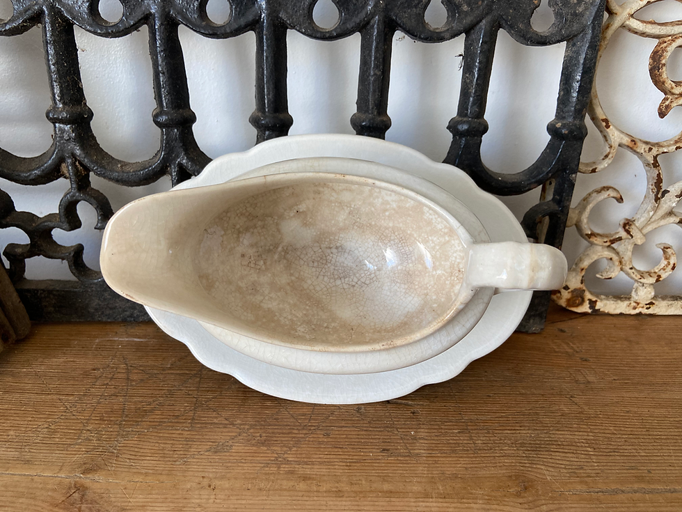 Thumbnail: Antique Dutch stained ironstone sauce boat - Petrus Regout