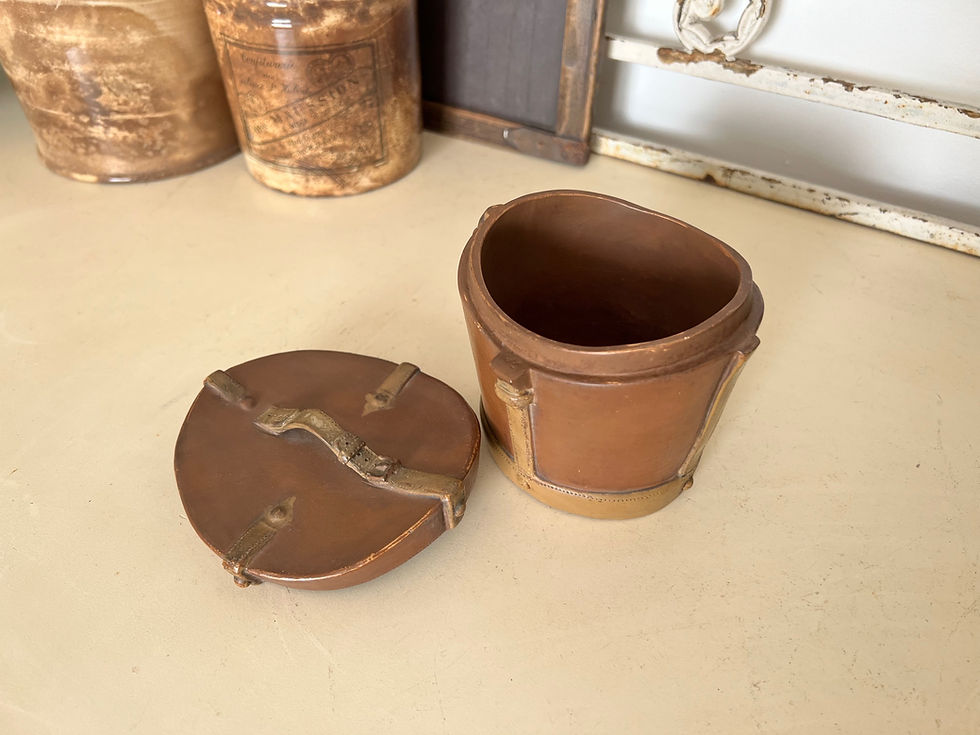 Thumbnail: Antique Tobacco Pot - Leather hat box
