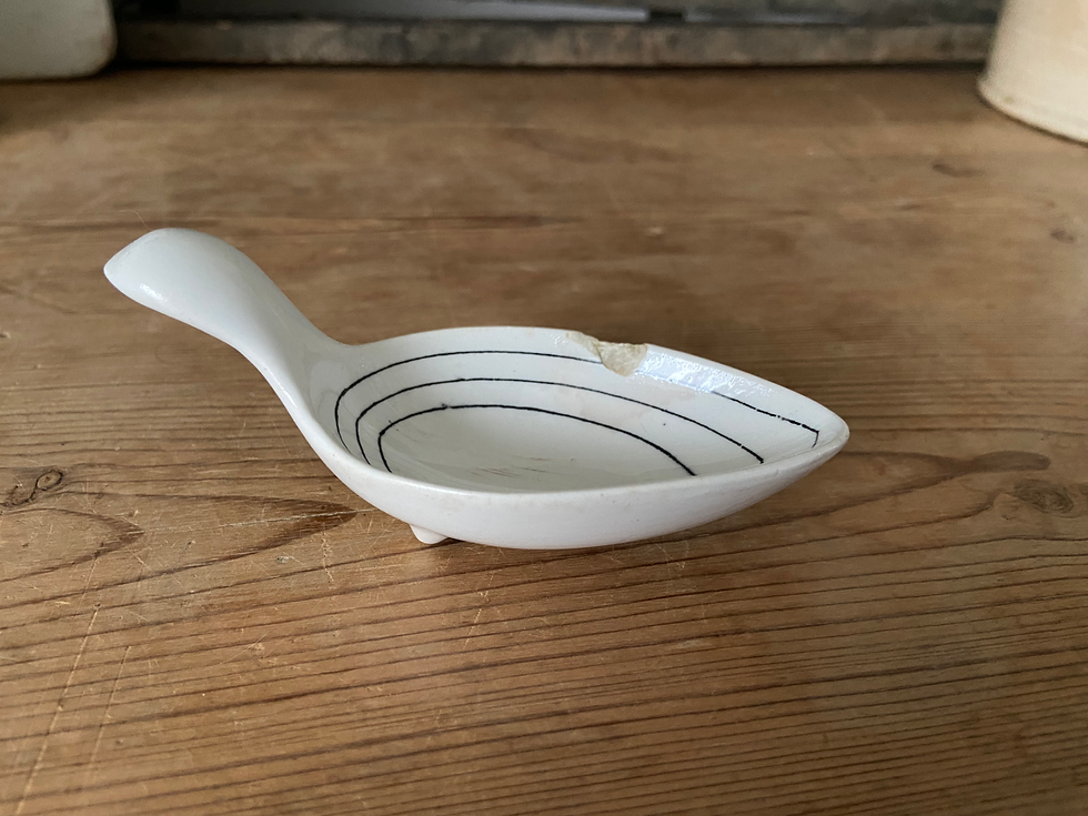 Thumbnail: Antique ironstone teardrop spoon measure - chippy