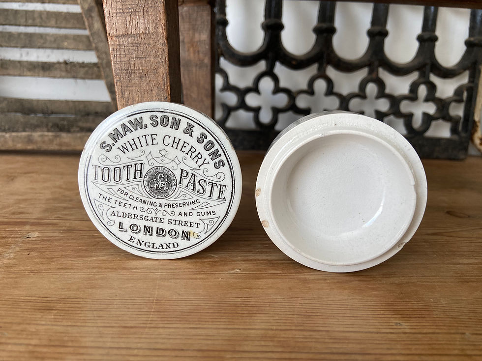 Thumbnail: Antique White Cherry Tooth Paste pot lid and base - S. Maw, Son & Sons.