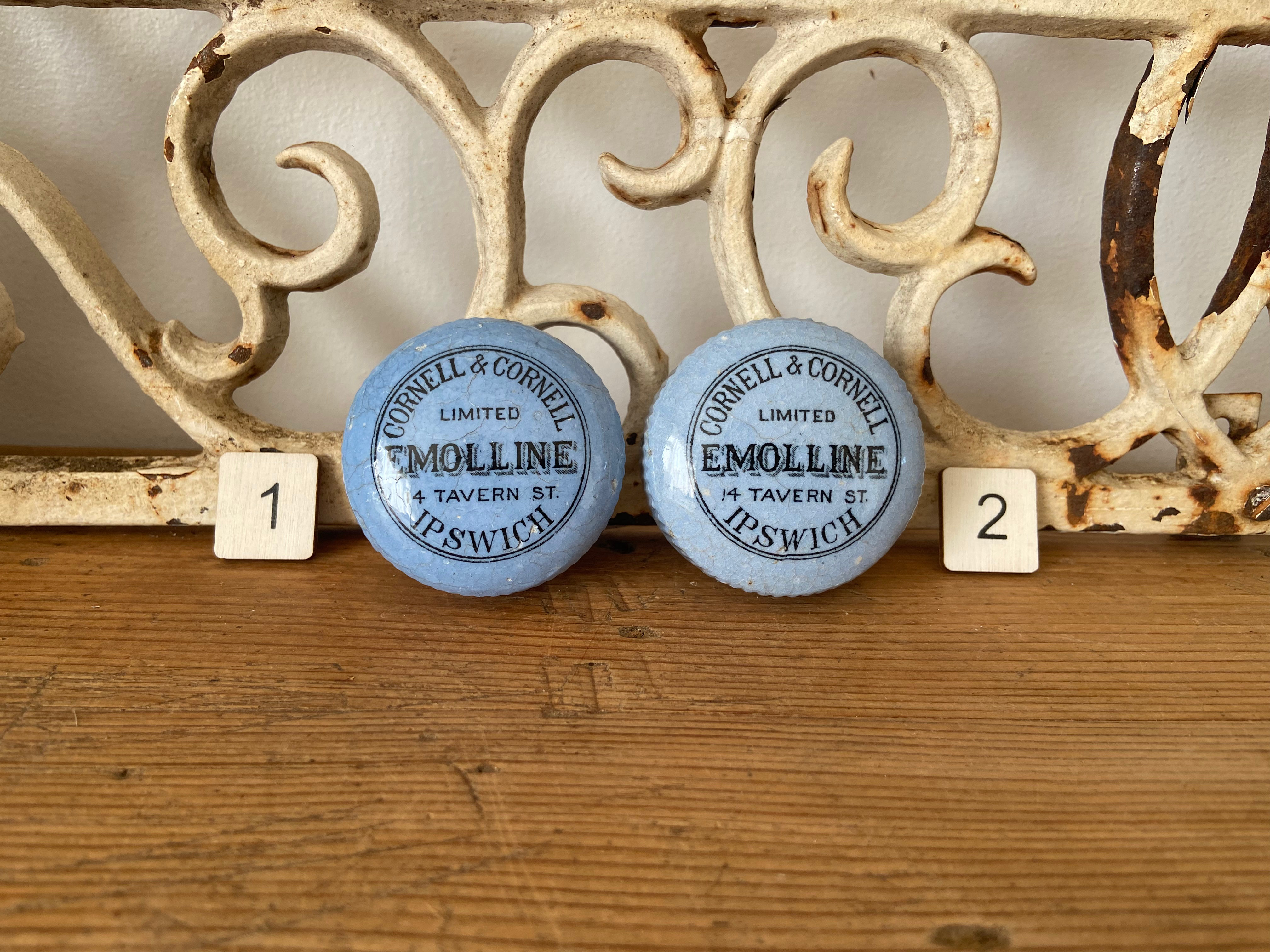 Blue Emolline pot lids