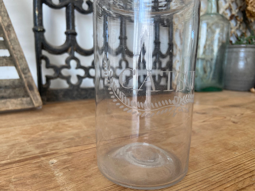 Thumbnail: Catsup - 19thC free blown glass storage jar
